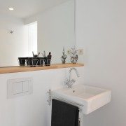 Bathroom sink mirror with shelf