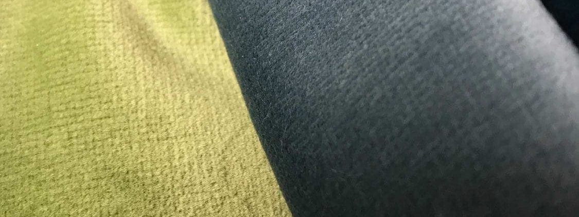Fabric swatches in green and grey