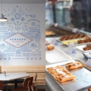 Picture of a table at Forcado Pasteileria and a selection of their sweet Portuguese specialties