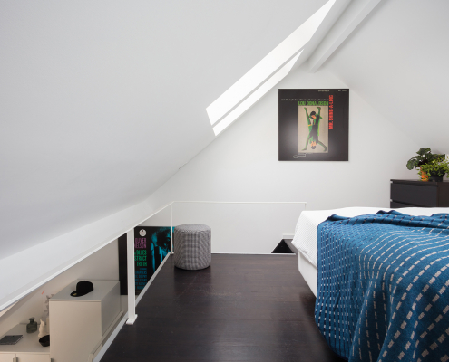 Angled roof room stair top view