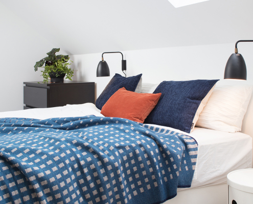 Angled roof room bed