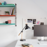 Black lamp on desk