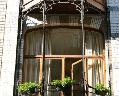 Art Deco details of brussels houses in chatelain neighborhoods