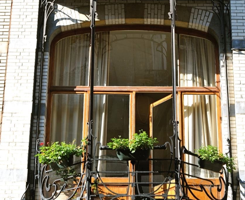 Art Deco details of brussels houses in chatelain neighborhoods